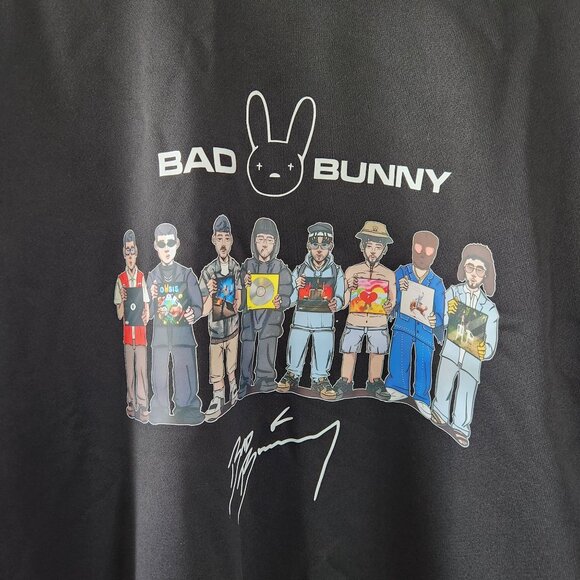 Bad Bunny Black Long Sleeve Pullover Graphic Sweater - Picture 3 of 6
